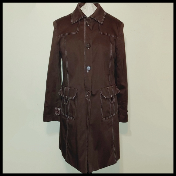 Bandolino Jackets & Blazers - Bandolino Stretch Brown Coat with Contrasting Stitching